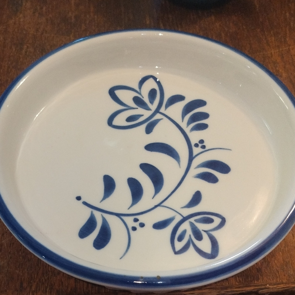Viana Do Castelo.Portugese  Blue Floral Ceramic Flan Dish